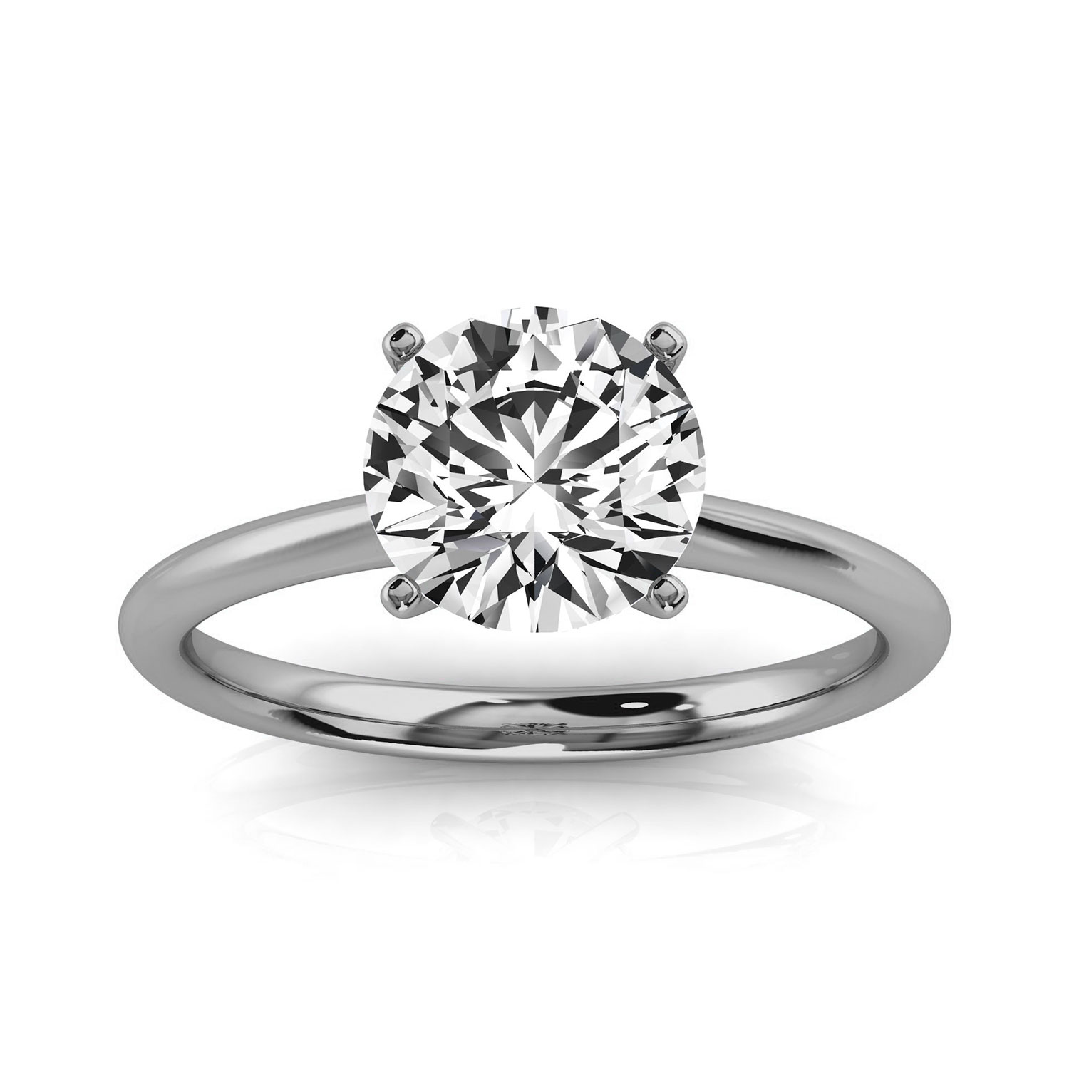 14K White Gold Reli 2 MM Solitaire Ring